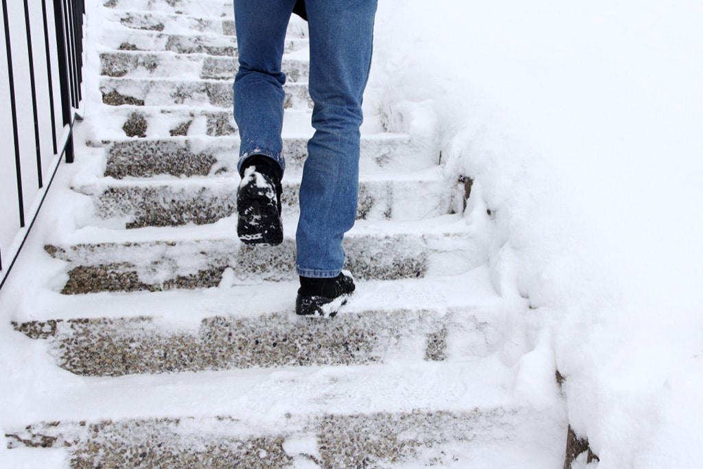 injured from falling on the stairs